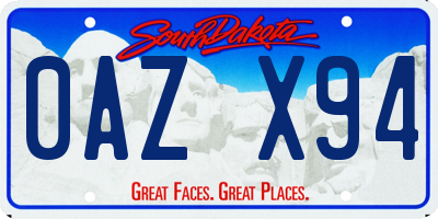 SD license plate 0AZX94