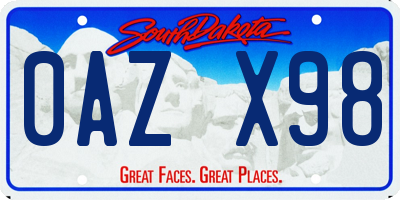 SD license plate 0AZX98