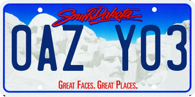 SD license plate 0AZY03