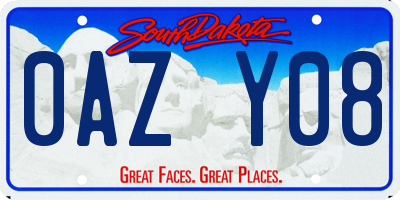 SD license plate 0AZY08