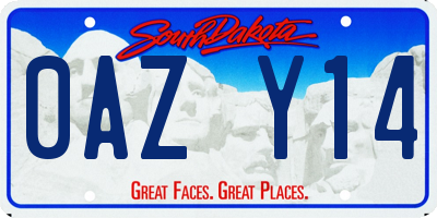 SD license plate 0AZY14