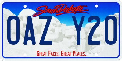 SD license plate 0AZY20
