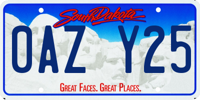 SD license plate 0AZY25