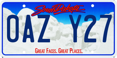 SD license plate 0AZY27