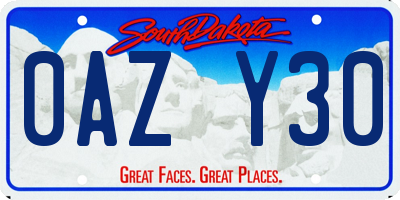 SD license plate 0AZY30