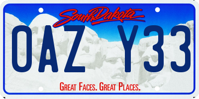 SD license plate 0AZY33