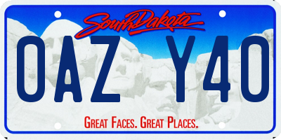 SD license plate 0AZY40
