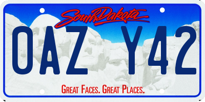 SD license plate 0AZY42