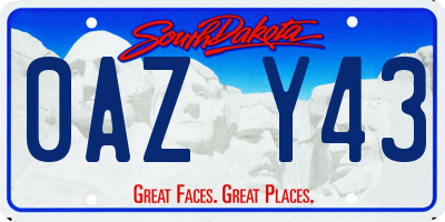 SD license plate 0AZY43