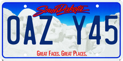 SD license plate 0AZY45