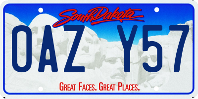 SD license plate 0AZY57