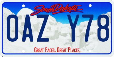 SD license plate 0AZY78