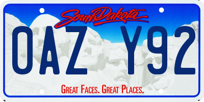 SD license plate 0AZY92