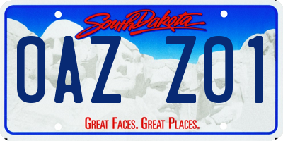 SD license plate 0AZZ01