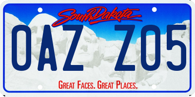 SD license plate 0AZZ05