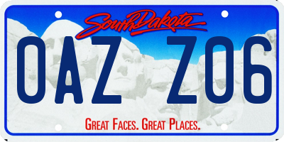SD license plate 0AZZ06