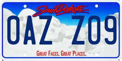 SD license plate 0AZZ09