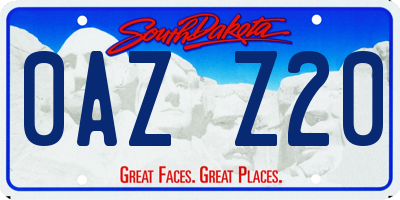SD license plate 0AZZ20