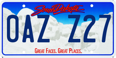SD license plate 0AZZ27