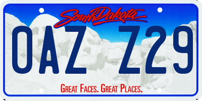 SD license plate 0AZZ29