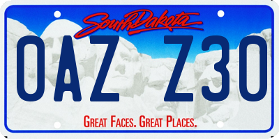 SD license plate 0AZZ30