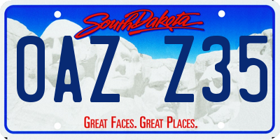 SD license plate 0AZZ35
