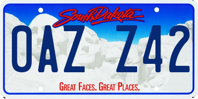 SD license plate 0AZZ42