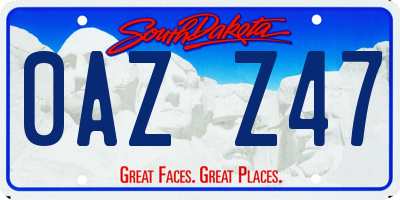 SD license plate 0AZZ47