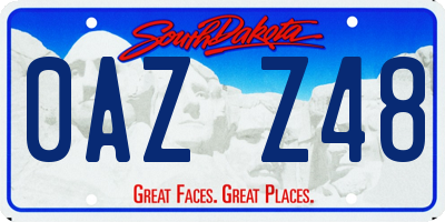 SD license plate 0AZZ48