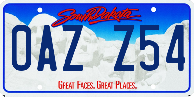 SD license plate 0AZZ54