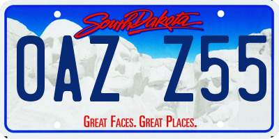 SD license plate 0AZZ55