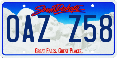 SD license plate 0AZZ58