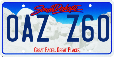 SD license plate 0AZZ60