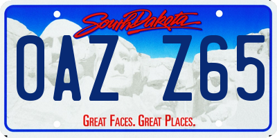 SD license plate 0AZZ65