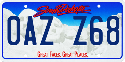 SD license plate 0AZZ68