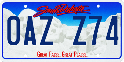 SD license plate 0AZZ74
