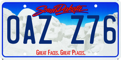 SD license plate 0AZZ76
