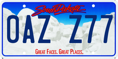 SD license plate 0AZZ77
