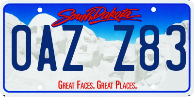 SD license plate 0AZZ83