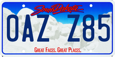 SD license plate 0AZZ85