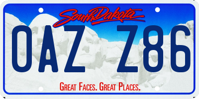 SD license plate 0AZZ86