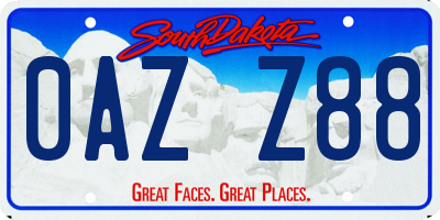 SD license plate 0AZZ88