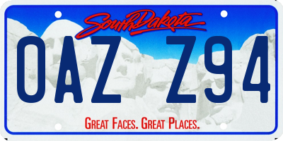 SD license plate 0AZZ94
