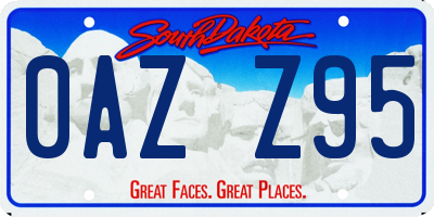 SD license plate 0AZZ95