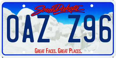 SD license plate 0AZZ96