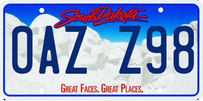 SD license plate 0AZZ98