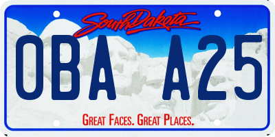 SD license plate 0BAA25