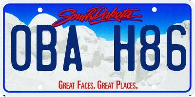 SD license plate 0BAH86