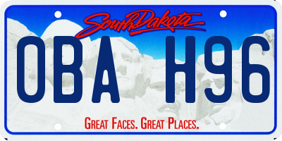 SD license plate 0BAH96