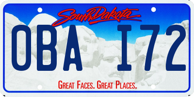 SD license plate 0BAI72